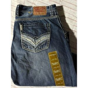 Mens Stetson Blue Cotton Blend Wrong Side Denim Straight Modern Fit Jeans 36x32‎